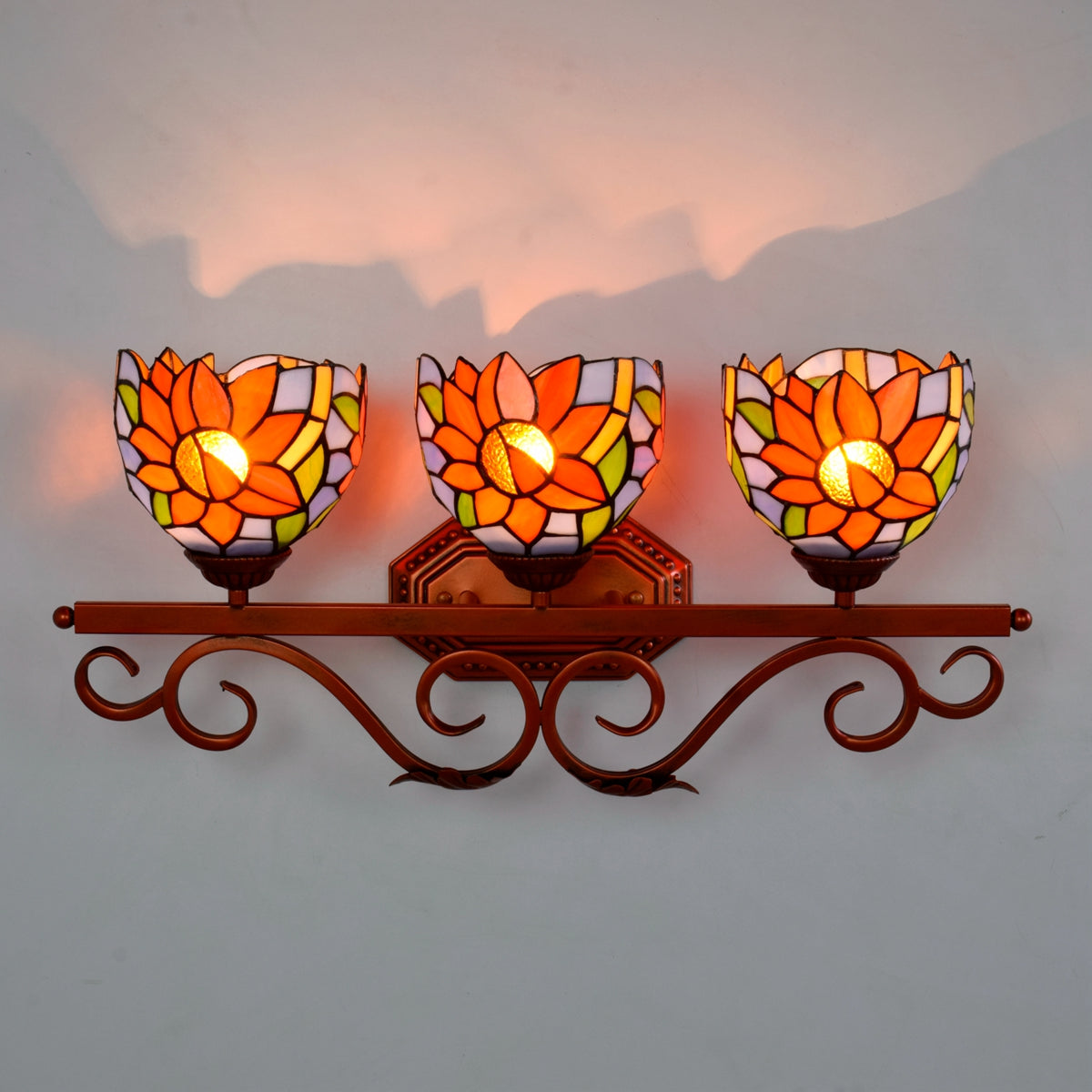 Vintage Sunflower Wall Sconce in Tinted Glass