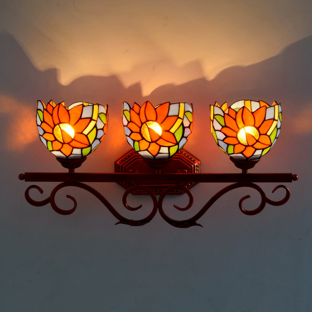 Vintage Sunflower Wall Sconce in Tinted Glass