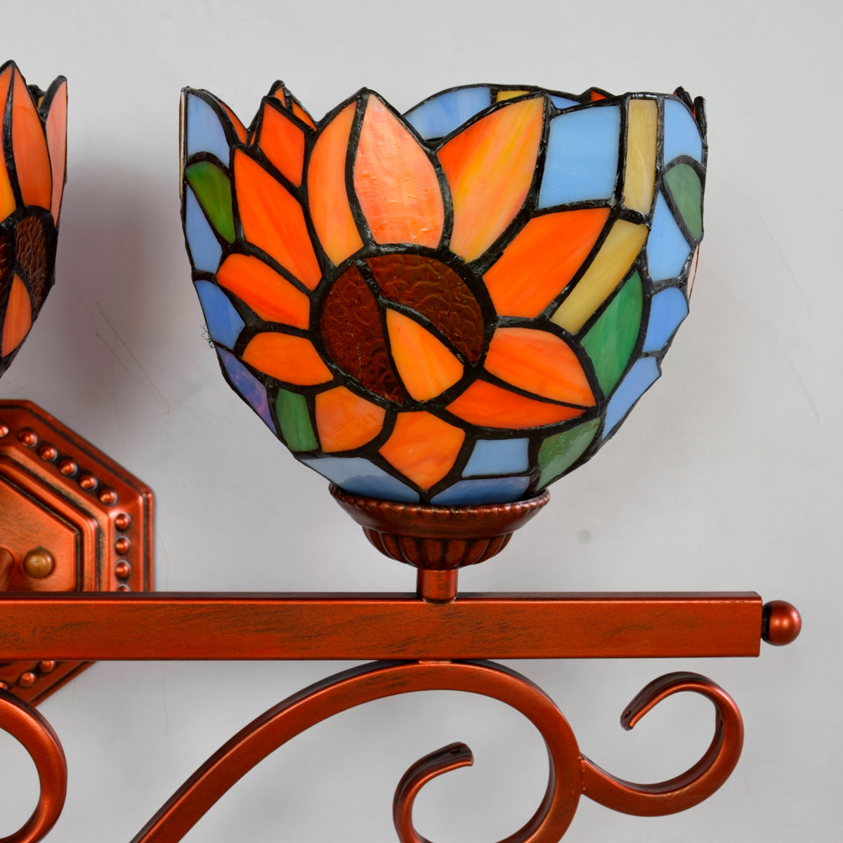 Vintage Sunflower Wall Sconce in Tinted Glass