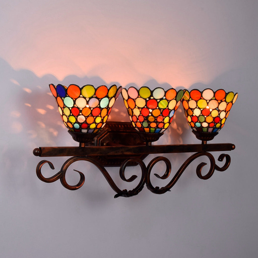 Tiffany Mosaic Glass Triple Wall Sconce