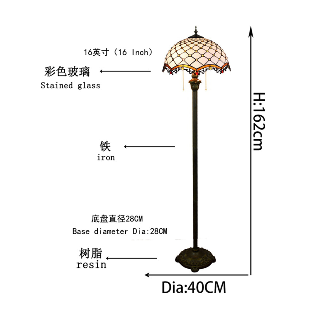 Tiffany-style living room lamp in white tinted glass with diamond pattern
