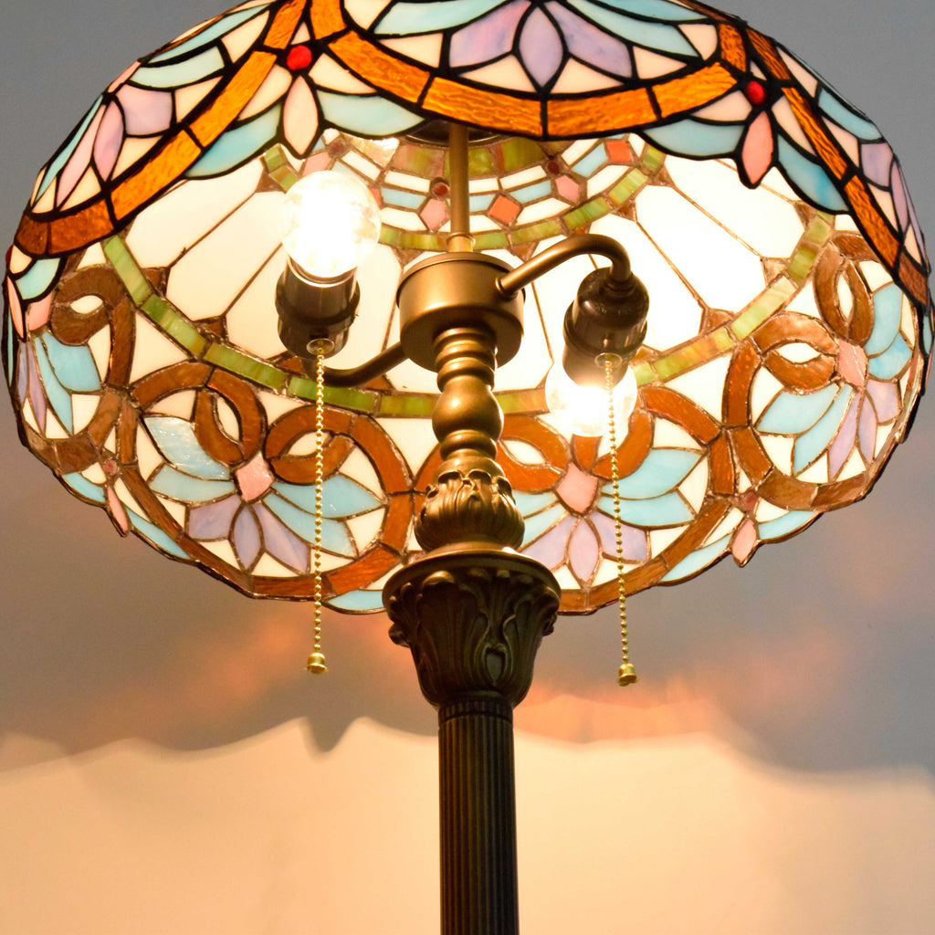 Floral Stained Glass Tiffany Floor Lamp