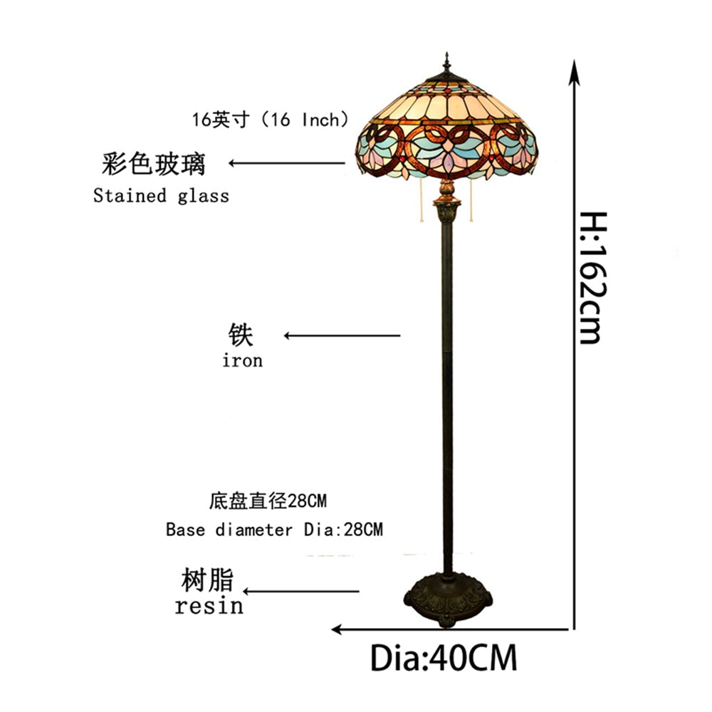 Floral Stained Glass Tiffany Floor Lamp
