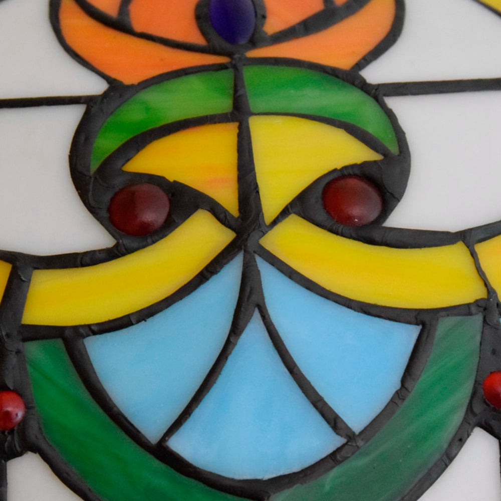 Tiffany Stained Glass Table Lamp with Sculpted Base