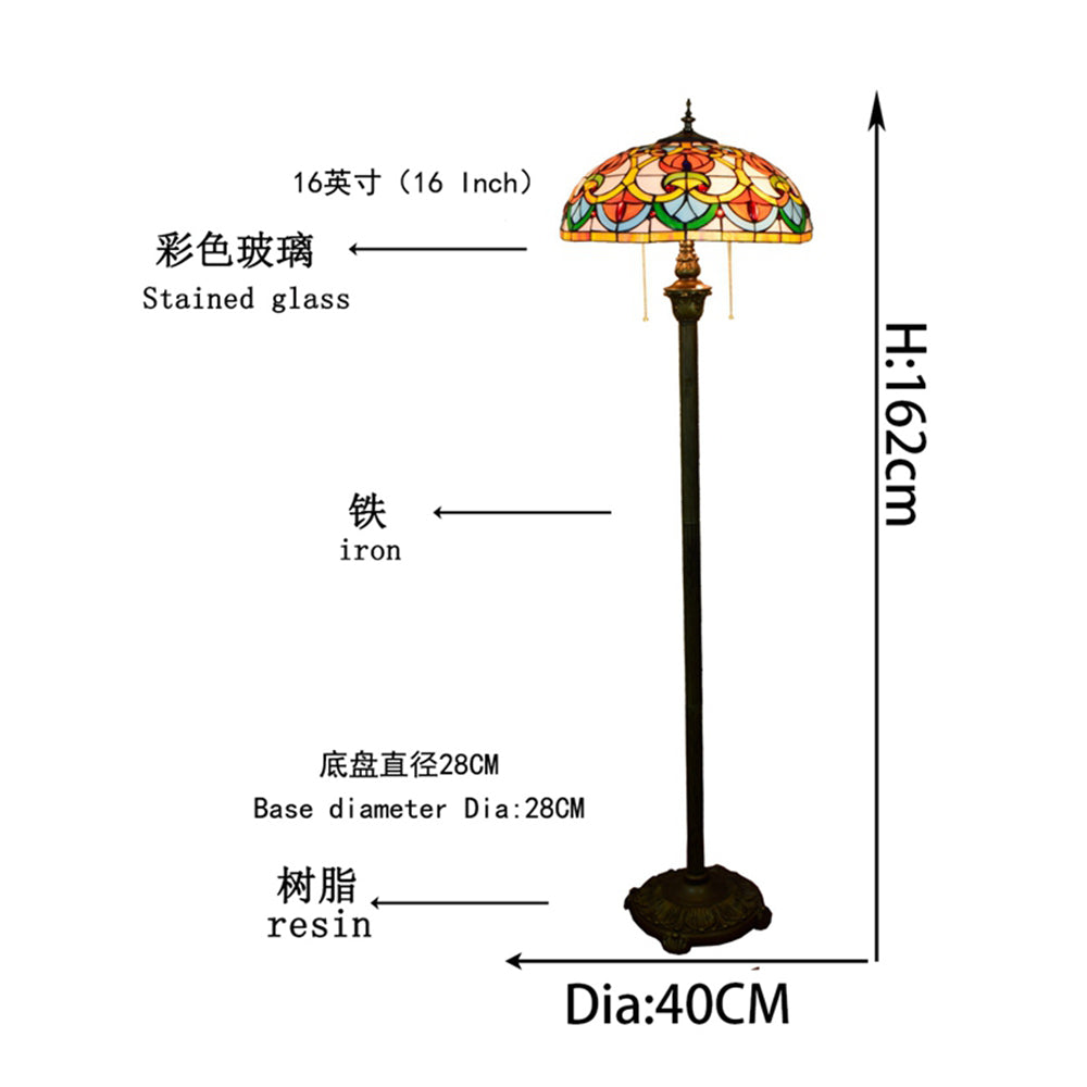 Tiffany Stained Glass Table Lamp with Sculpted Base