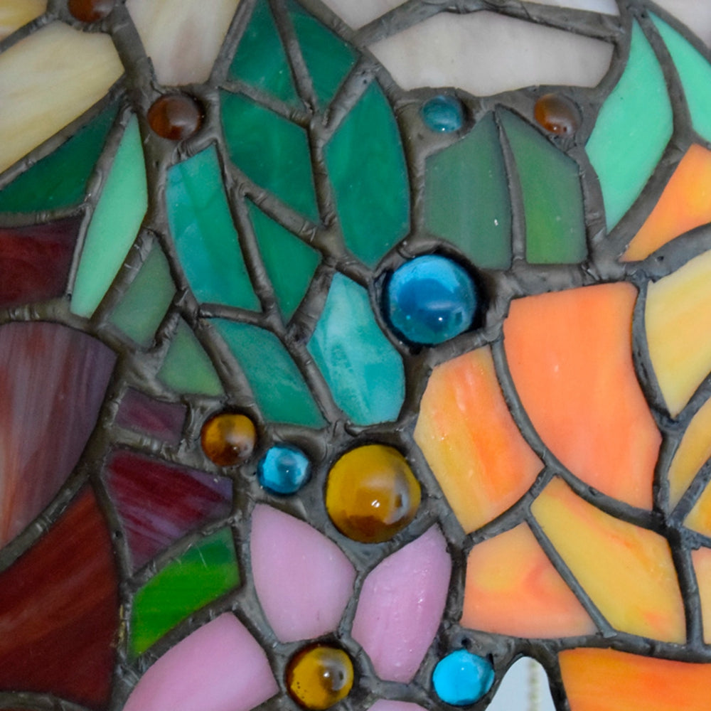 Multicolored Pink Tiffany Style Stained Glass Floor Lamp