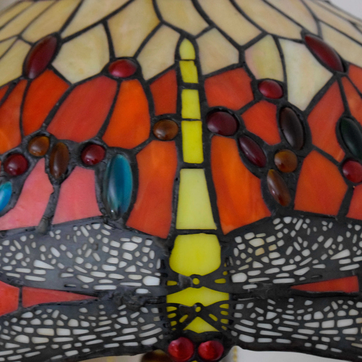 Red Dragonfly Stained Glass Tiffany Floor Lamp
