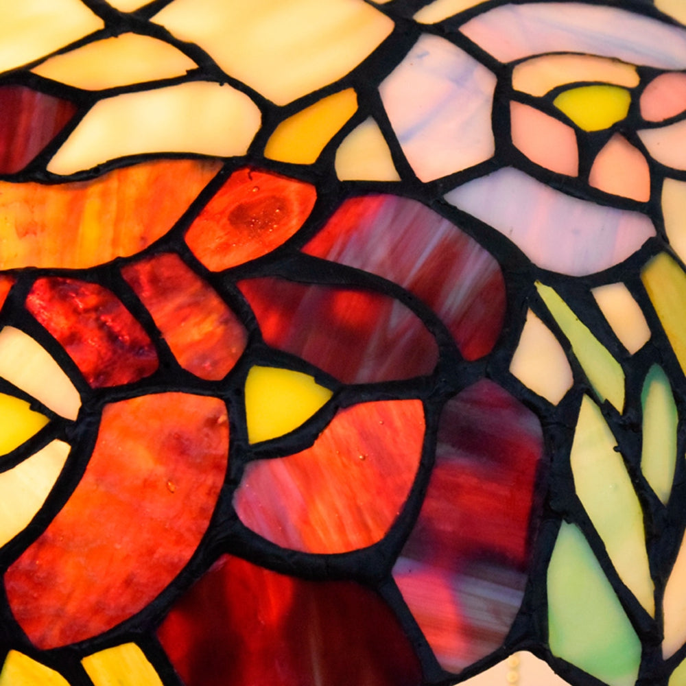Tiffany Floor Lamp in Multicolored Floral Stained Glass