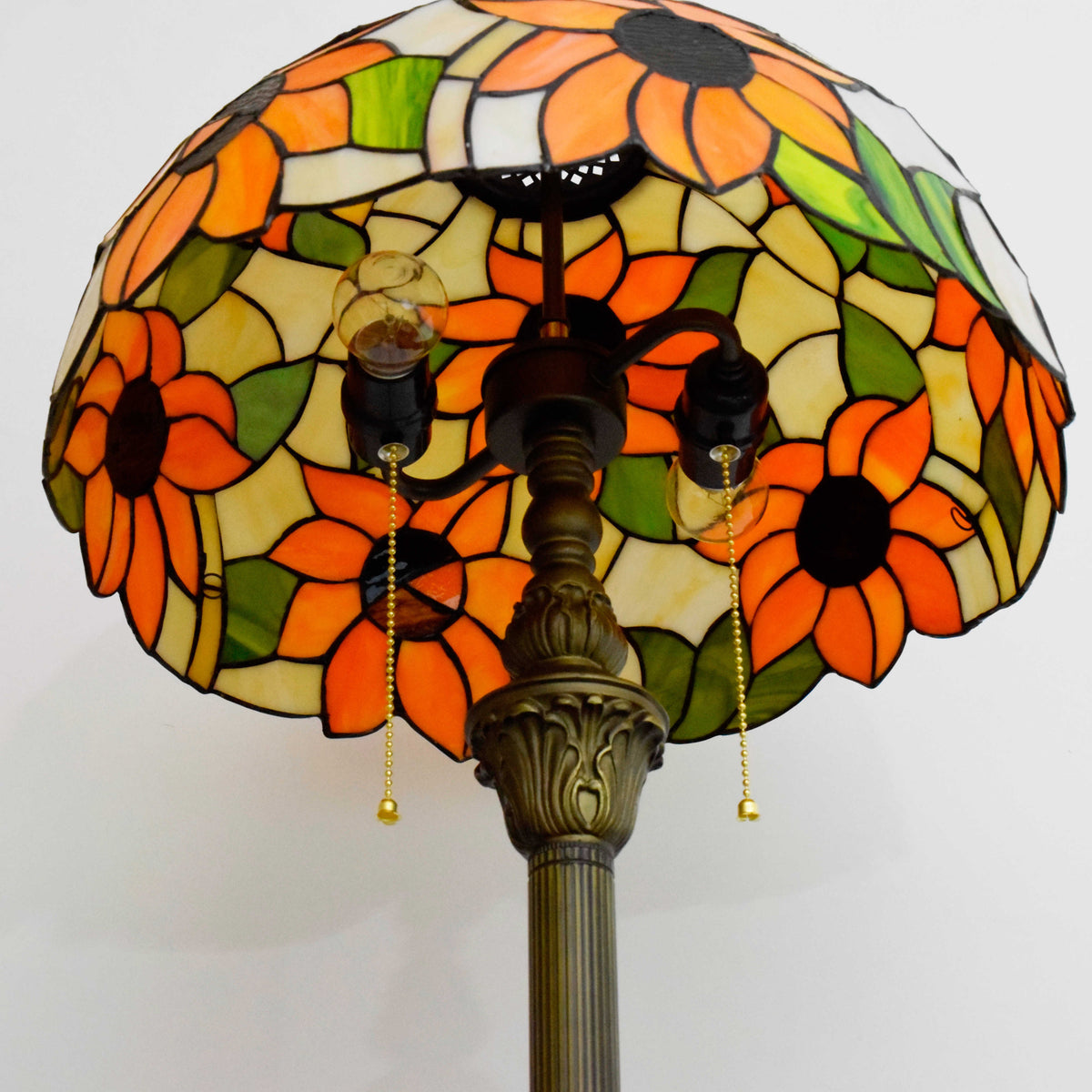 Sunflower Floor Lamp in Tinted Glass, Tiffany Style