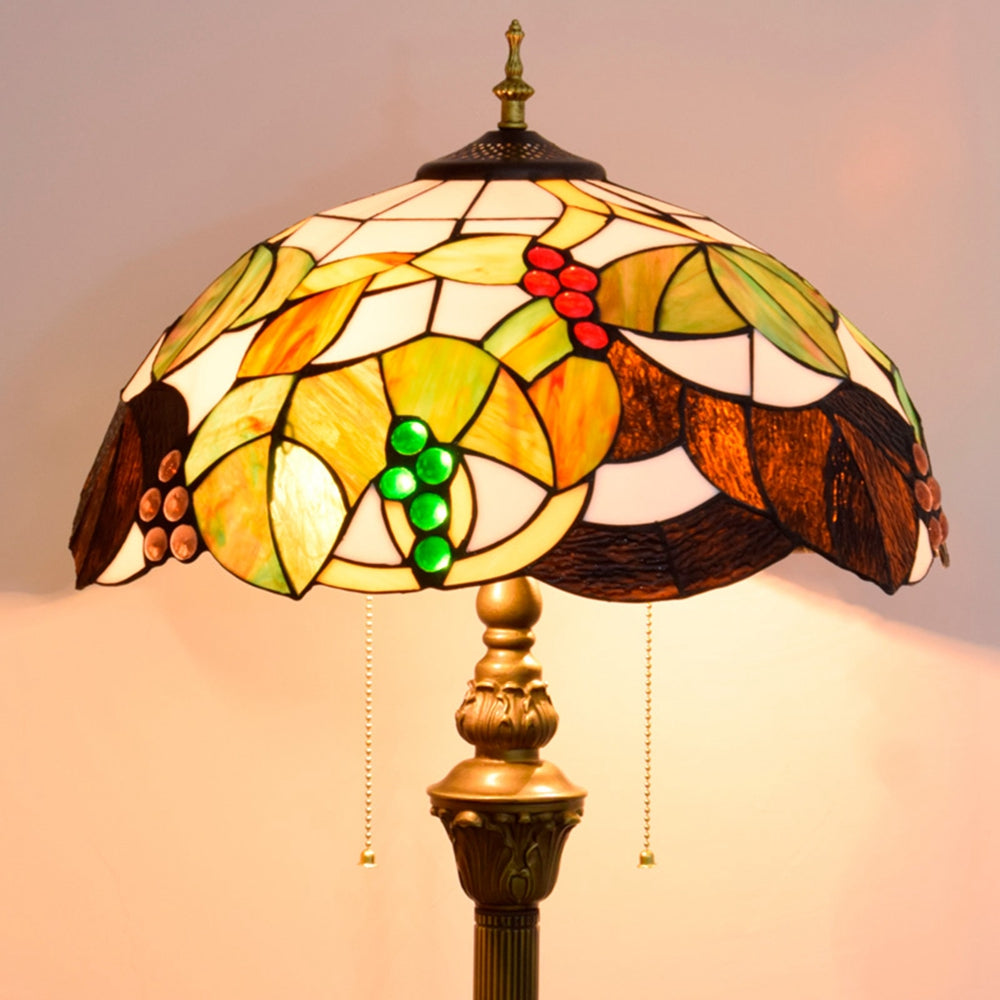 Tiffany Floor Lamp in Stained Glass with Vine Pattern