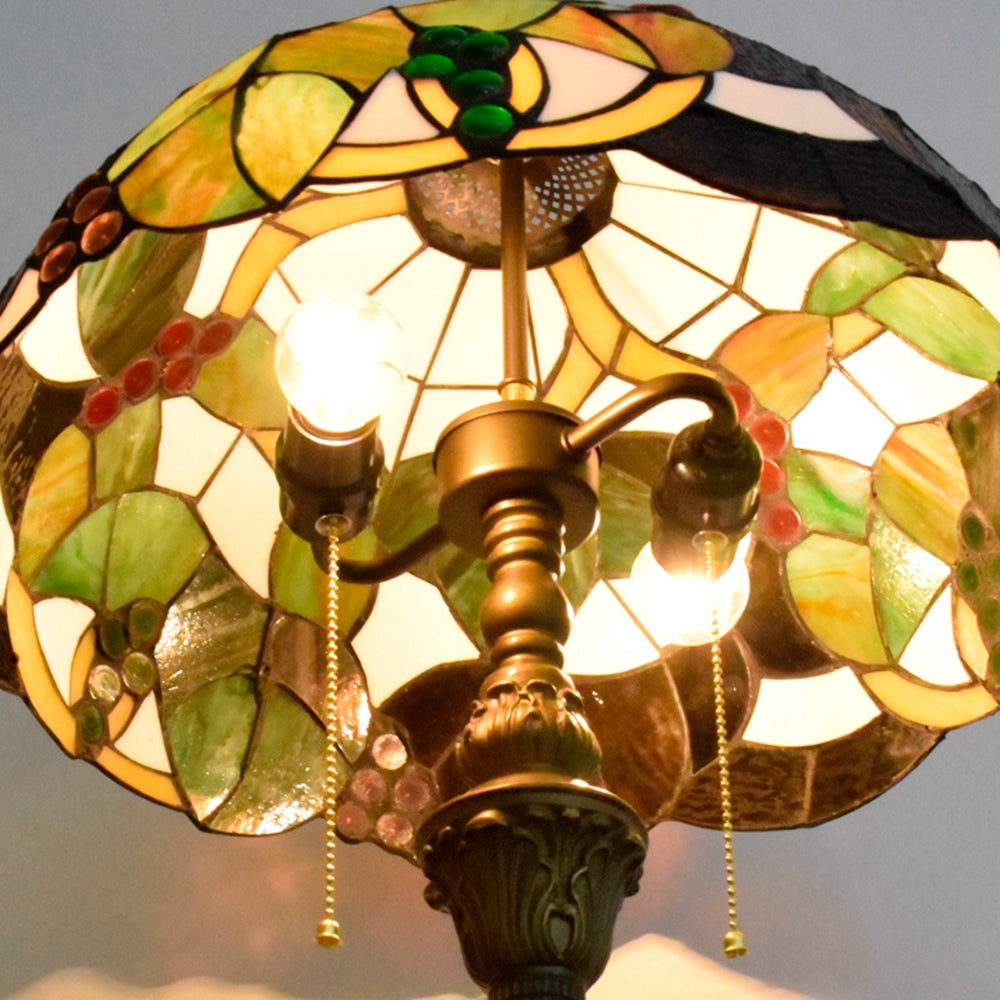 Tiffany Floor Lamp in Stained Glass with Vine Pattern