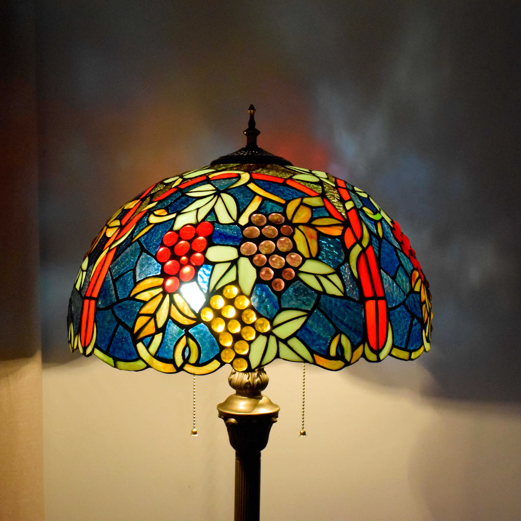 Tiffany Style Grape Stained Glass Floor Lamp