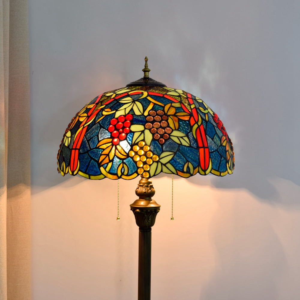 Tiffany Style Grape Stained Glass Floor Lamp