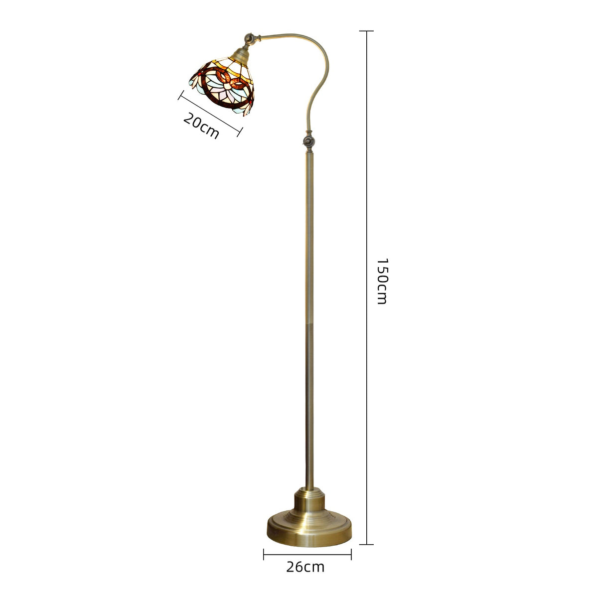 Tiffany Curved Floor Lamp in Antique Brass