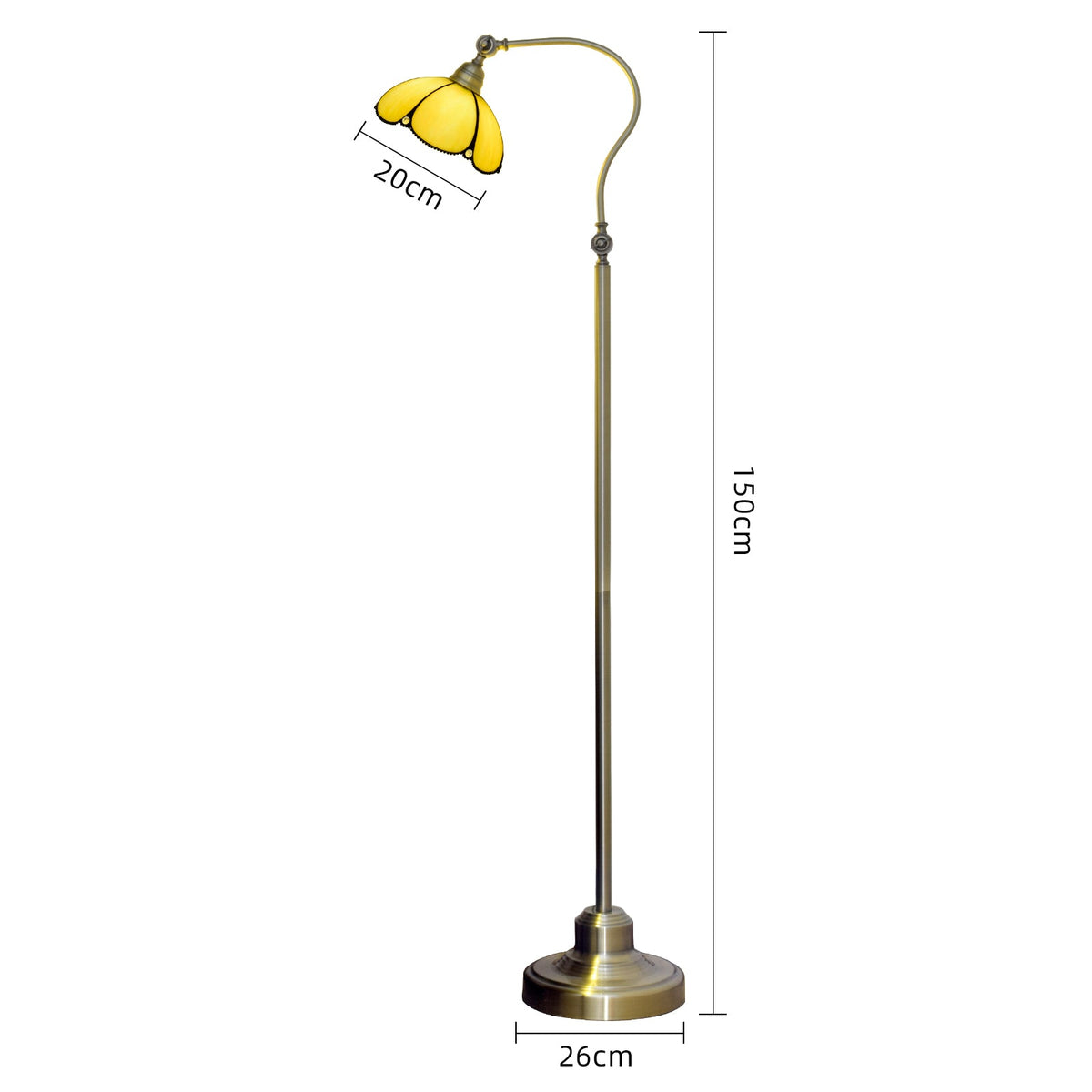 Aged Brass Floor Lamp with Pearly Petal Shade
