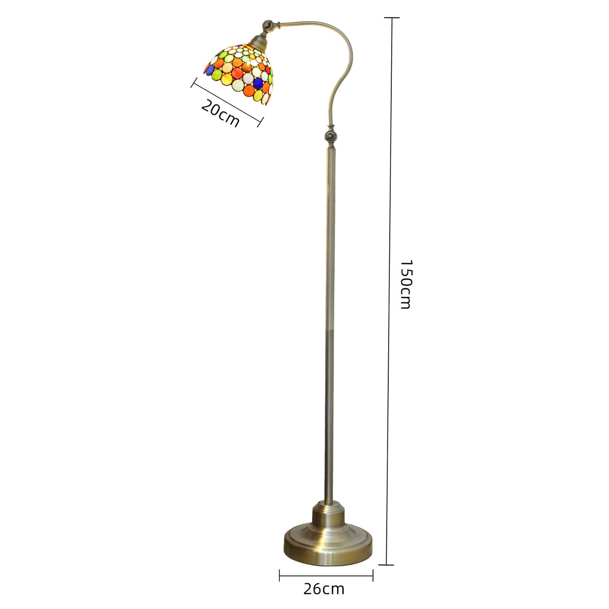 Articulated Tiffany-style Floor Lamp with Multicolored Mosaic