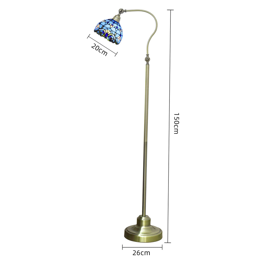 Tiffany Floral Blue Stained Glass Floor Lamp
