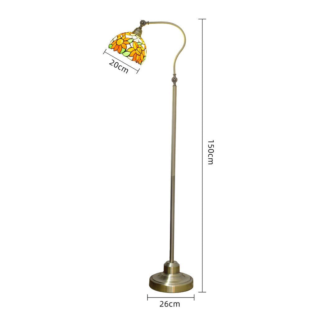 Tiffany Sunflower Floor Lamp in Aged Brass