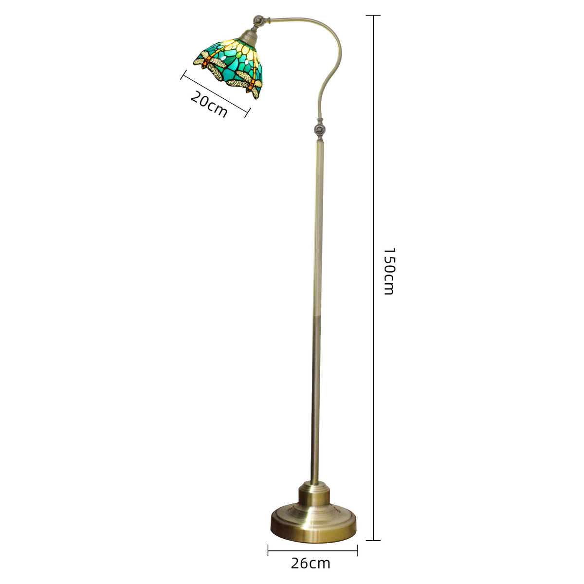 Curved Tiffany-Style Dragonfly Floor Lamp