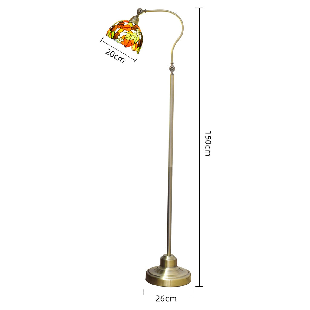 Tiffany Floor Lamp in Floral Stained Glass and Bronze