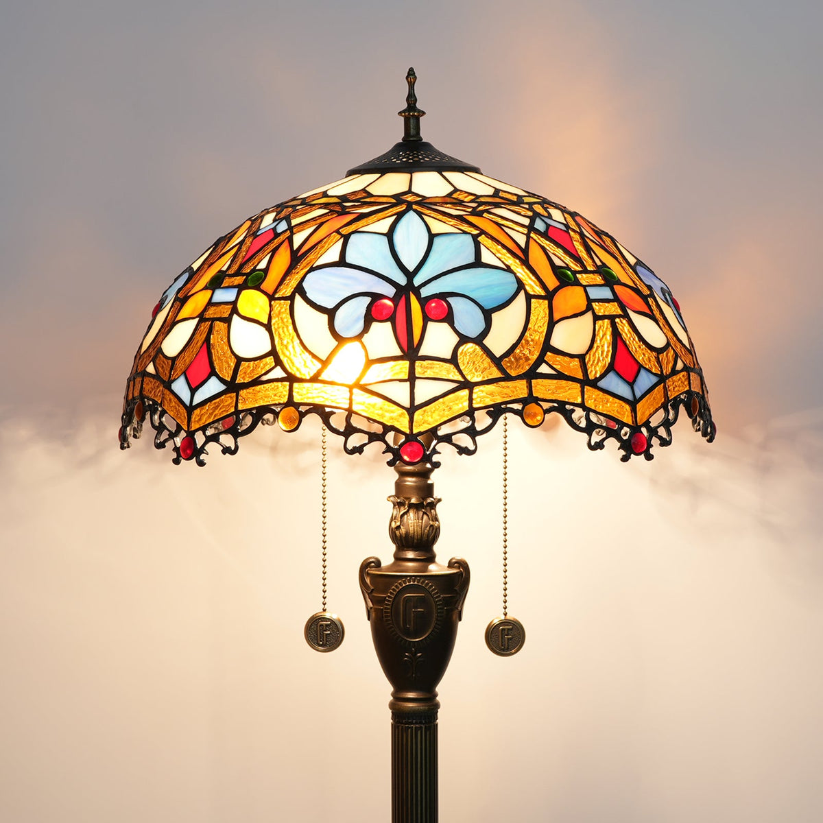 Tiffany Lamp in Blue and Bronze Tinted Glass