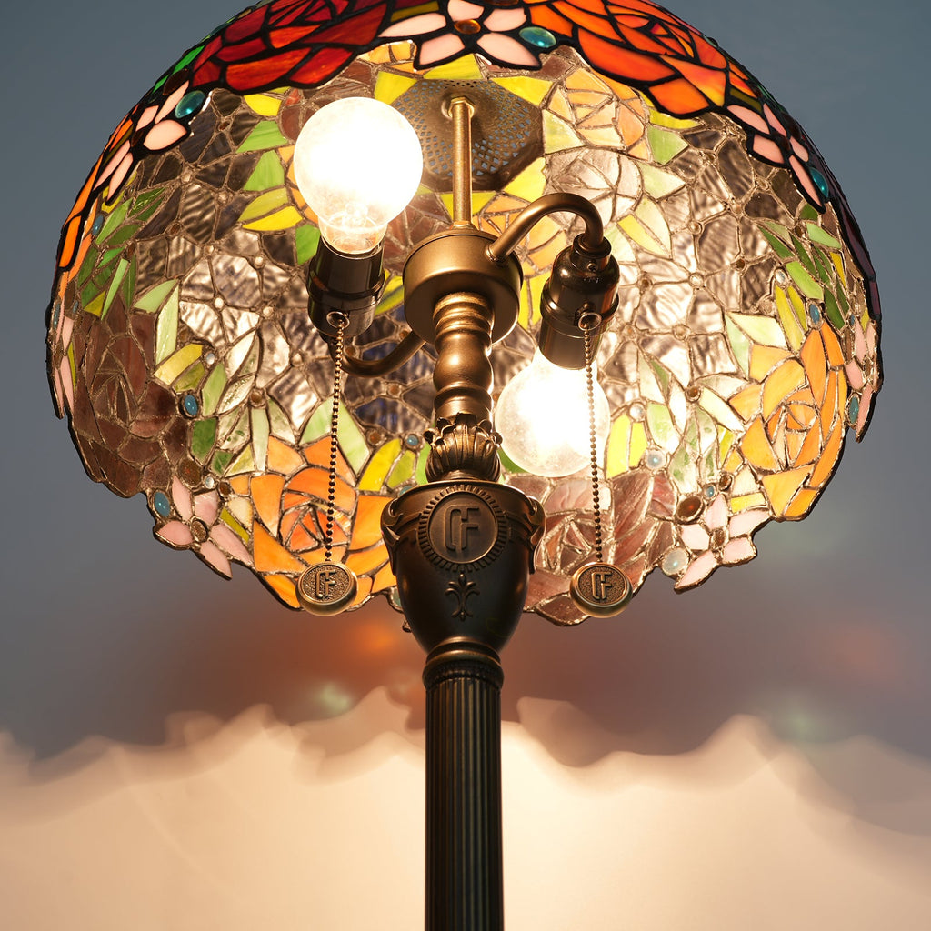 Floral Stained Glass Tiffany Floor Lamp