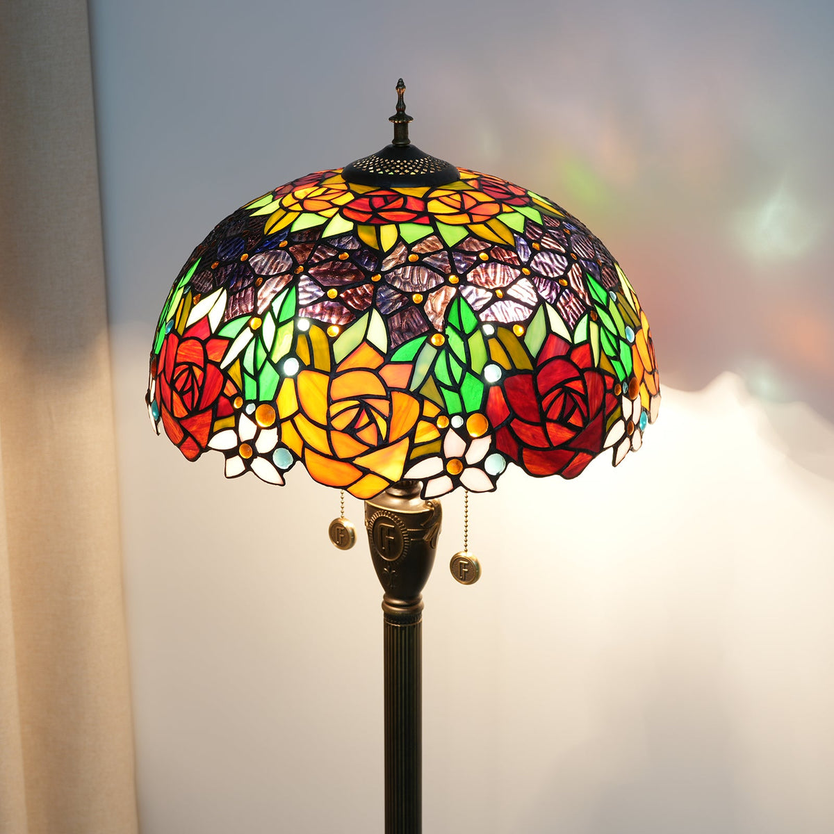 Floral Stained Glass Tiffany Floor Lamp
