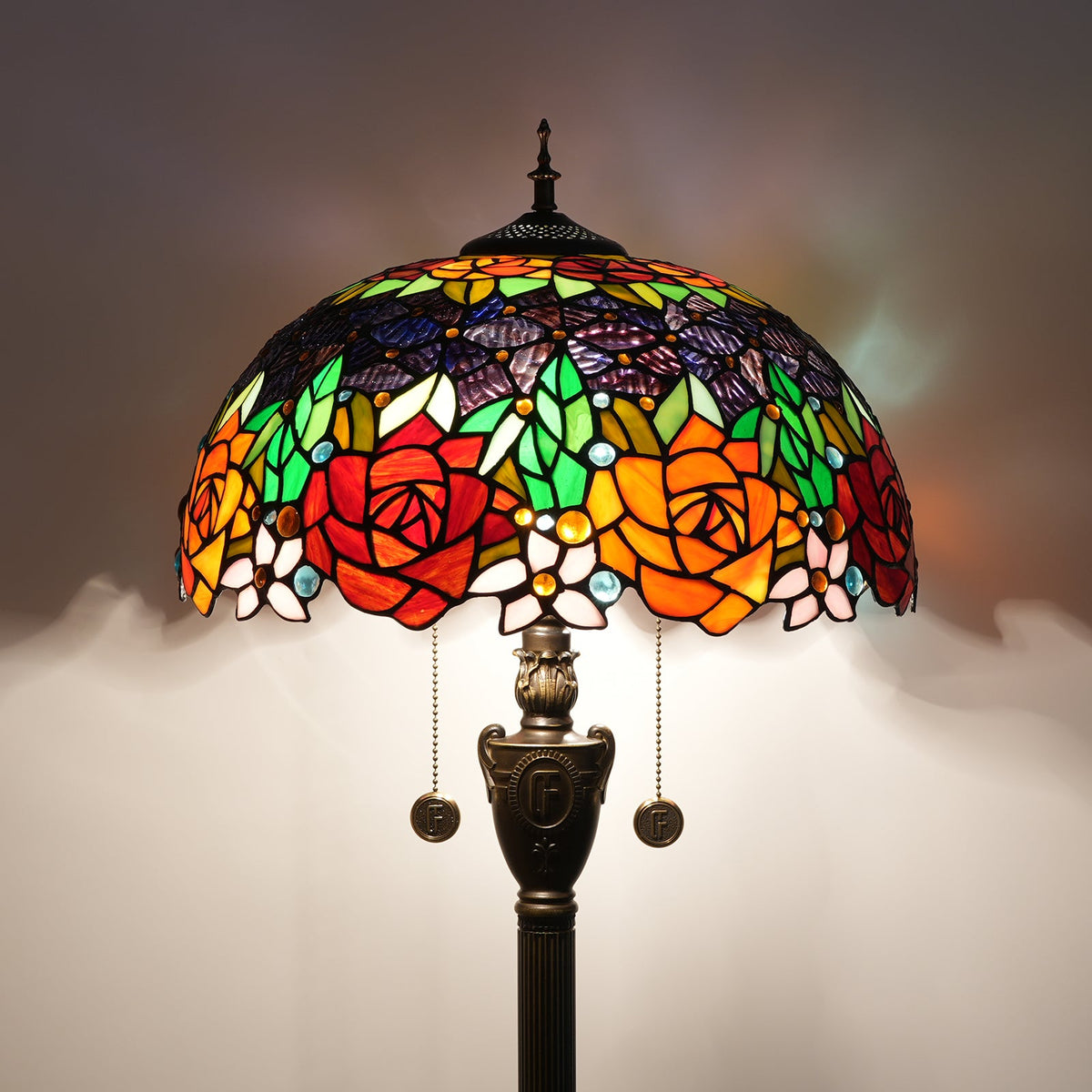 Floral Stained Glass Tiffany Floor Lamp