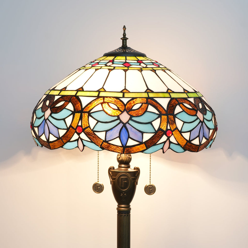 Tiffany Style Floor Lamp in Multicolored Stained Glass