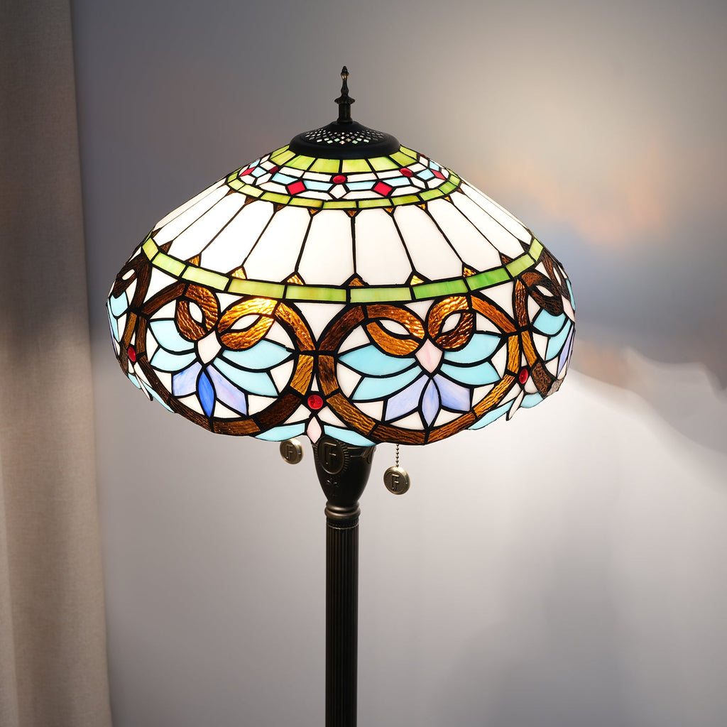 Tiffany Style Floor Lamp in Multicolored Stained Glass