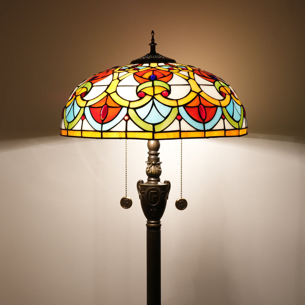 Multicolor Stained Glass Floor Lamp in Tiffany Style