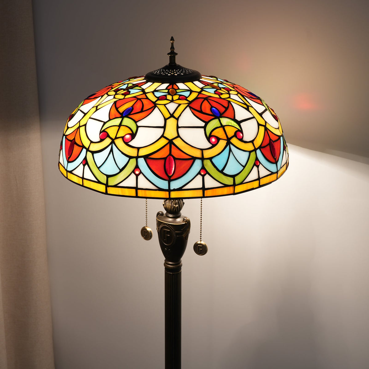 Multicolor Stained Glass Floor Lamp in Tiffany Style