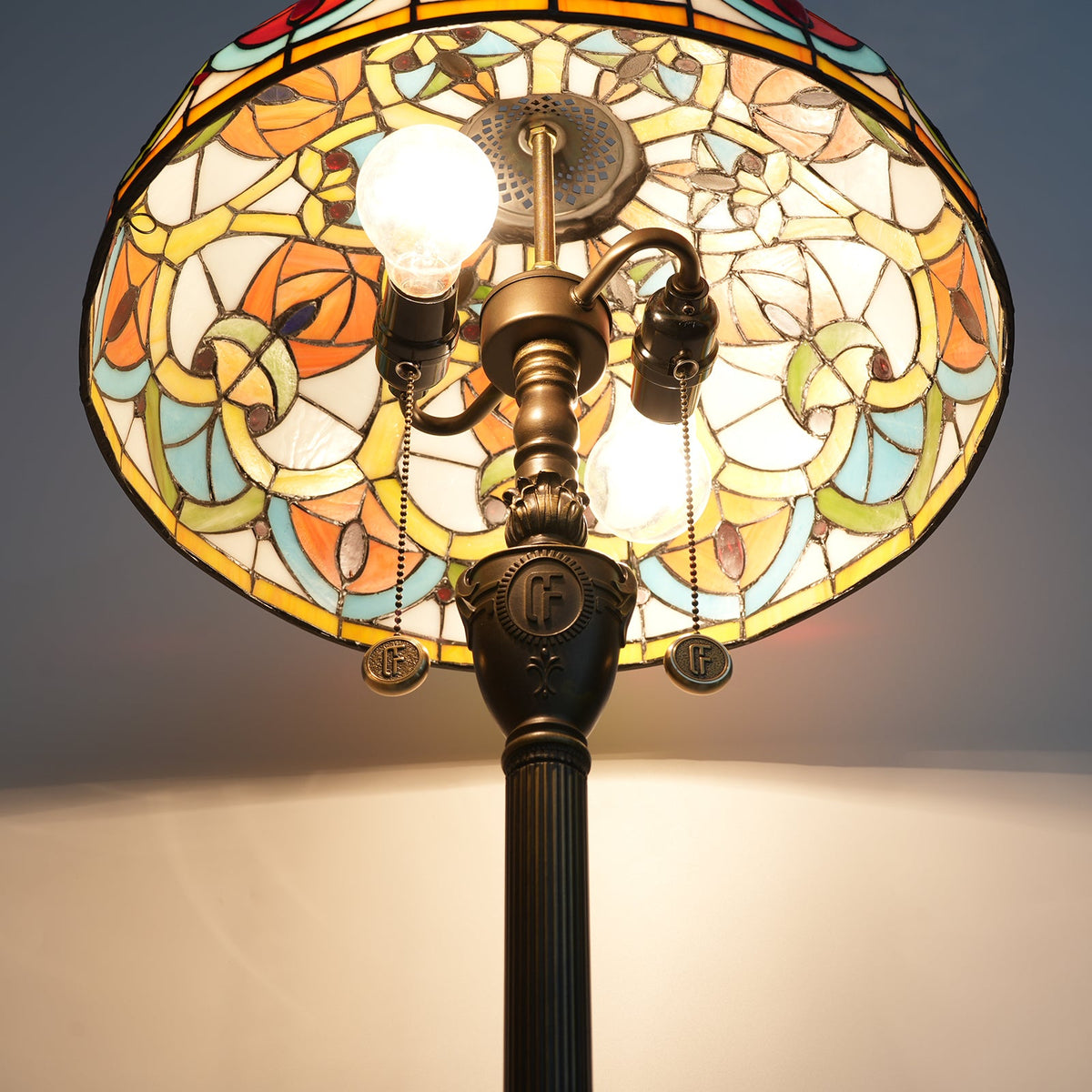 Multicolor Stained Glass Floor Lamp in Tiffany Style