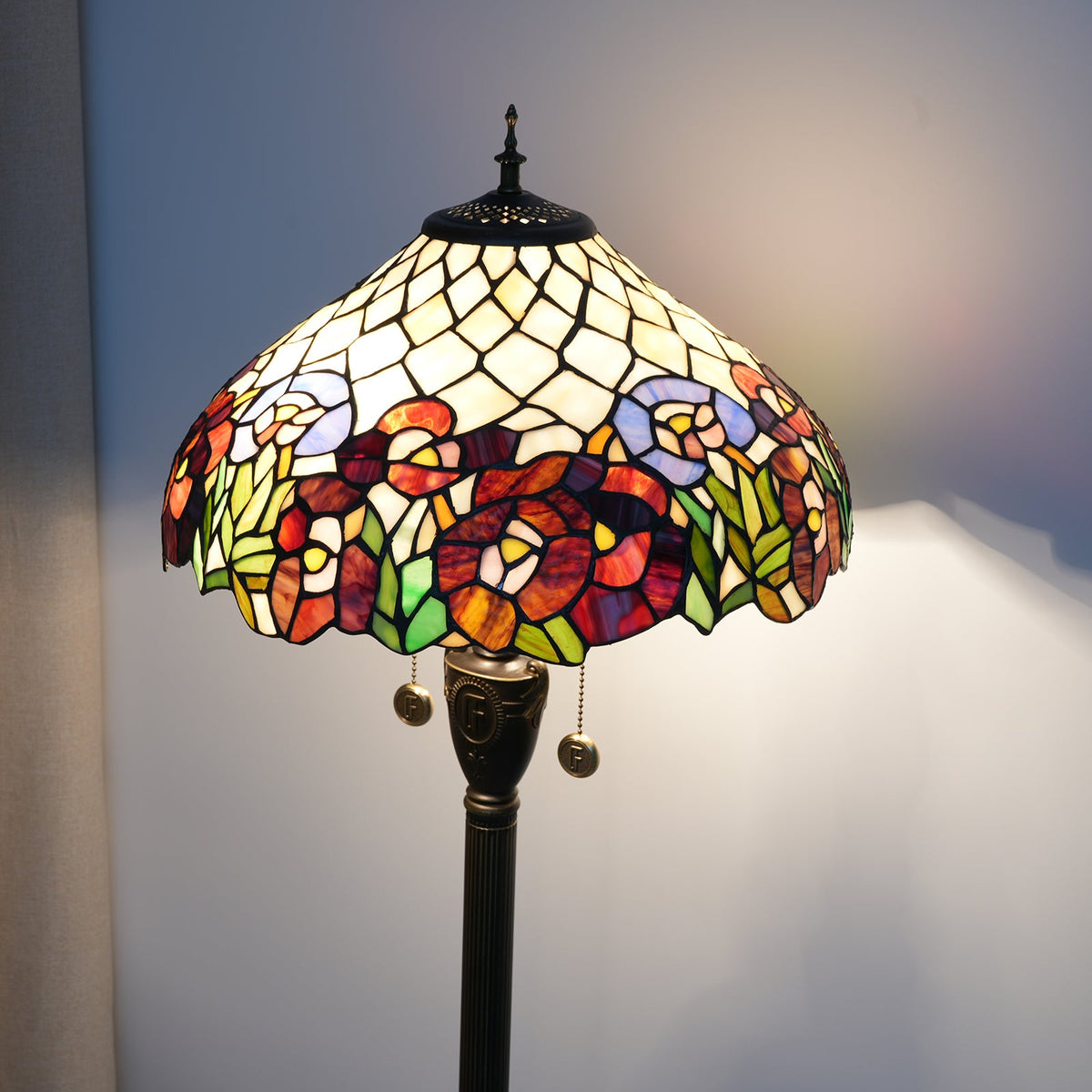 Tiffany Style Floral Stained Glass Floor Lamp