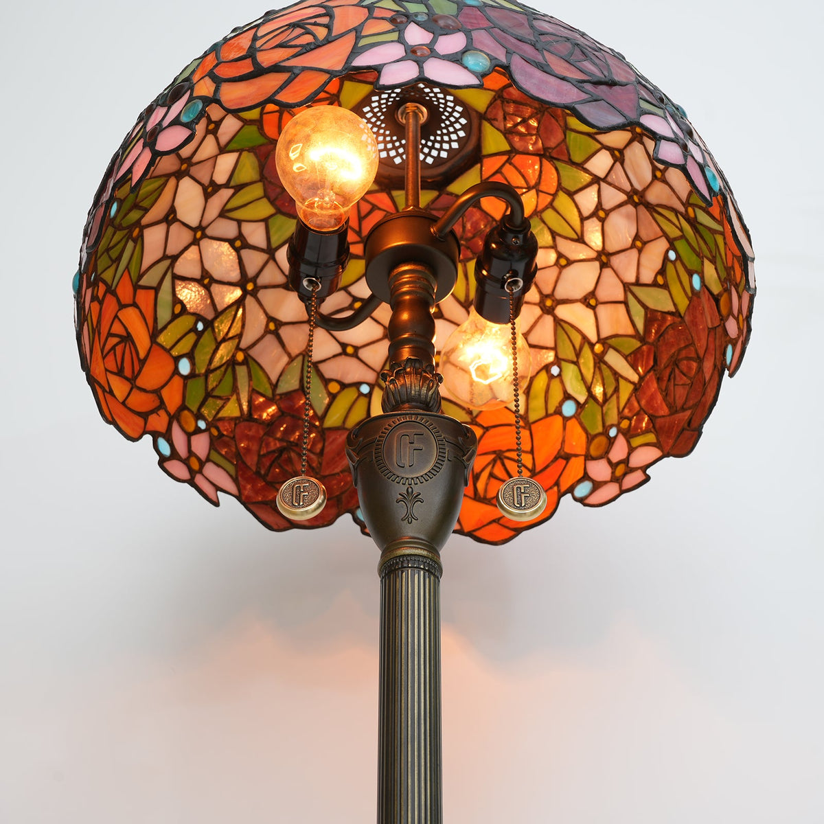 Floral Rosette Tiffany Stained Glass Floor Lamp