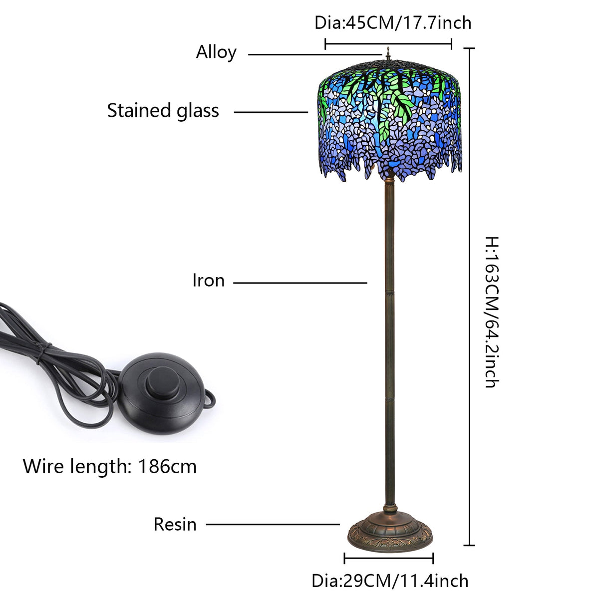 Tiffany-Style Wisteria Table Lamp in Tinted Glass