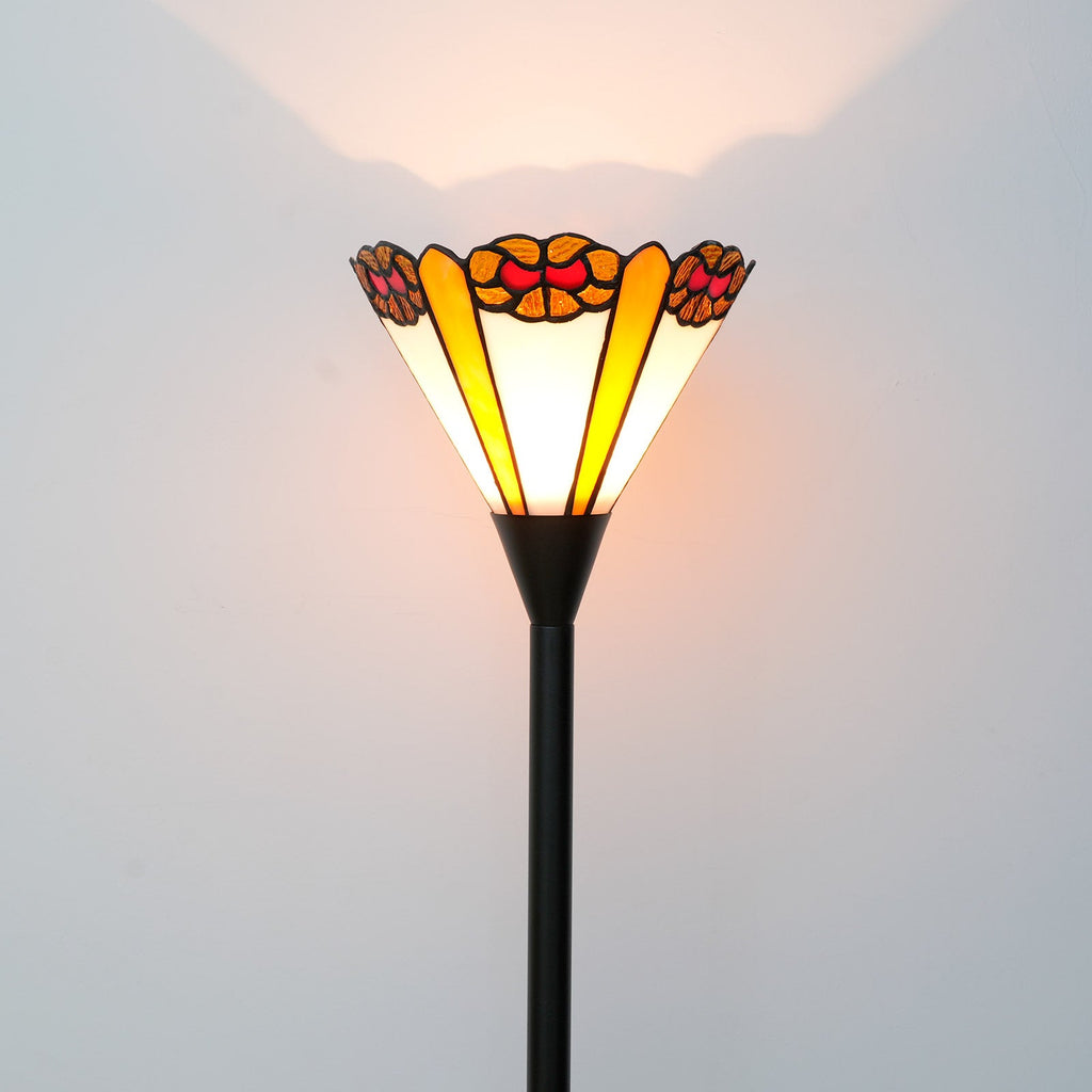 Multicolor Conical Floral Stained Glass Lamp