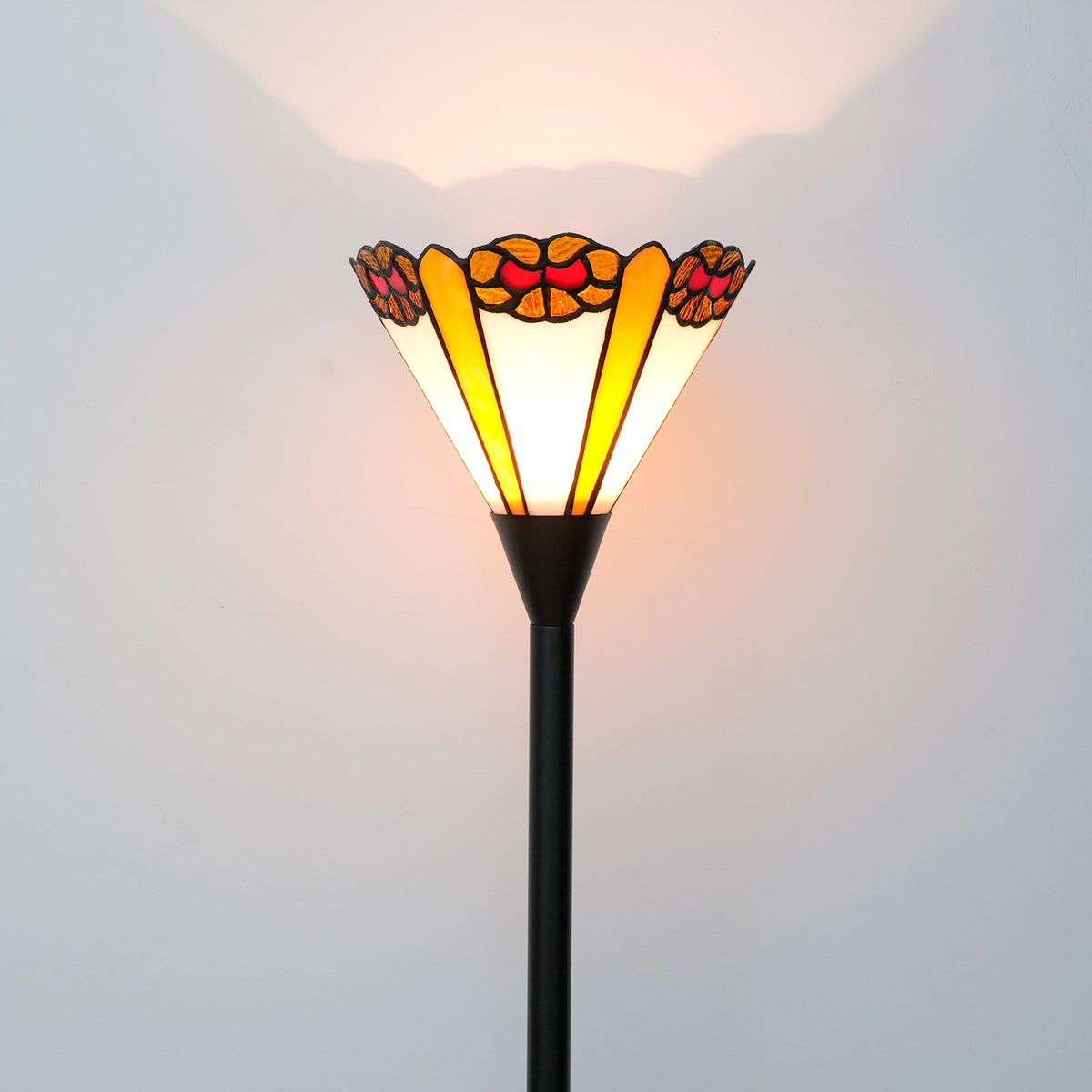 Multicolor Conical Floral Stained Glass Lamp