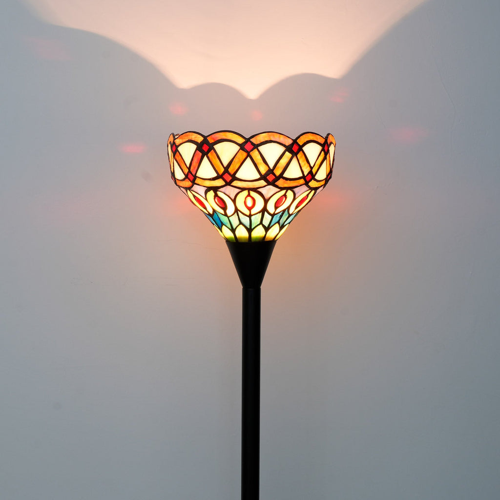 Multicolor Conical Floral Stained Glass Lamp