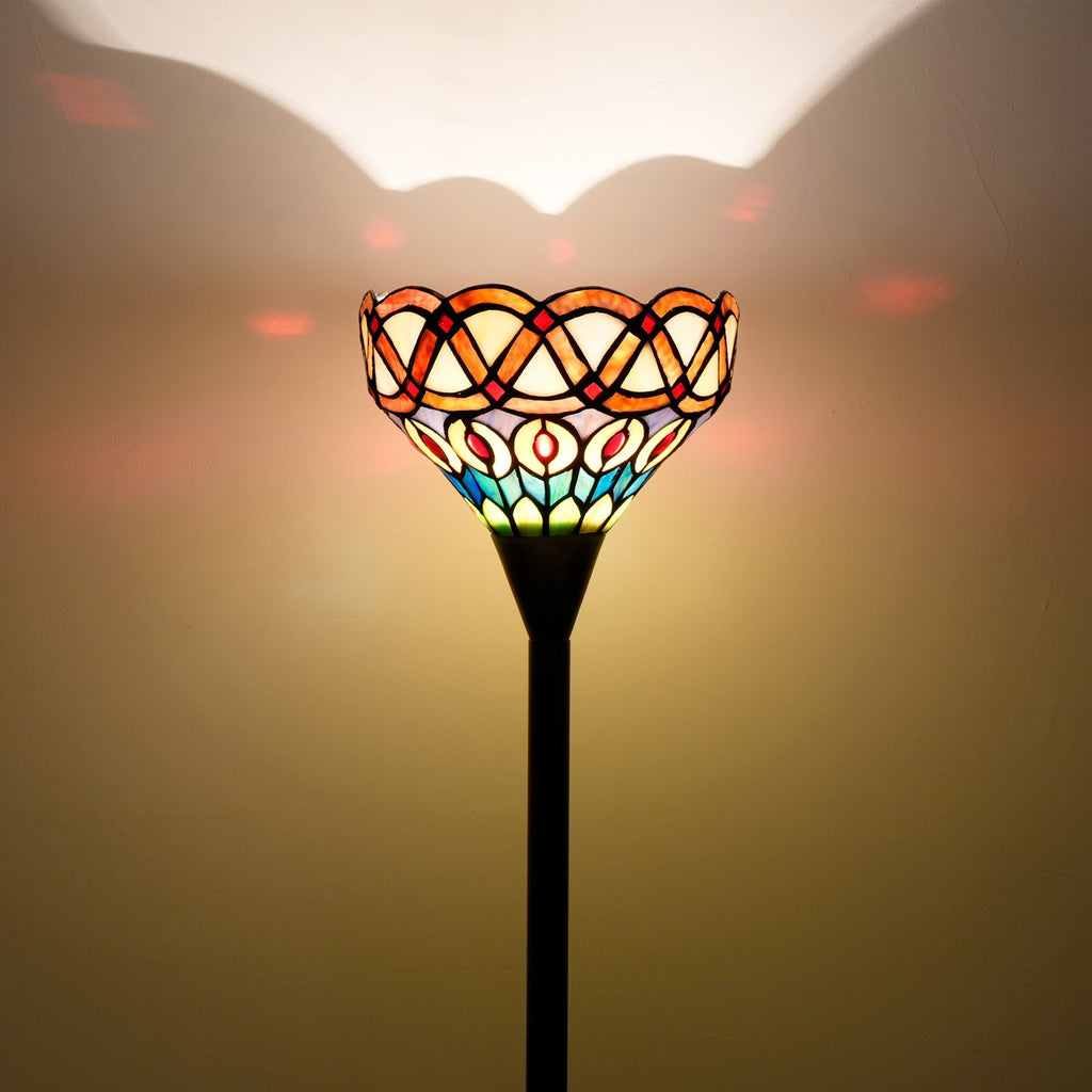 Multicolor Conical Floral Stained Glass Lamp