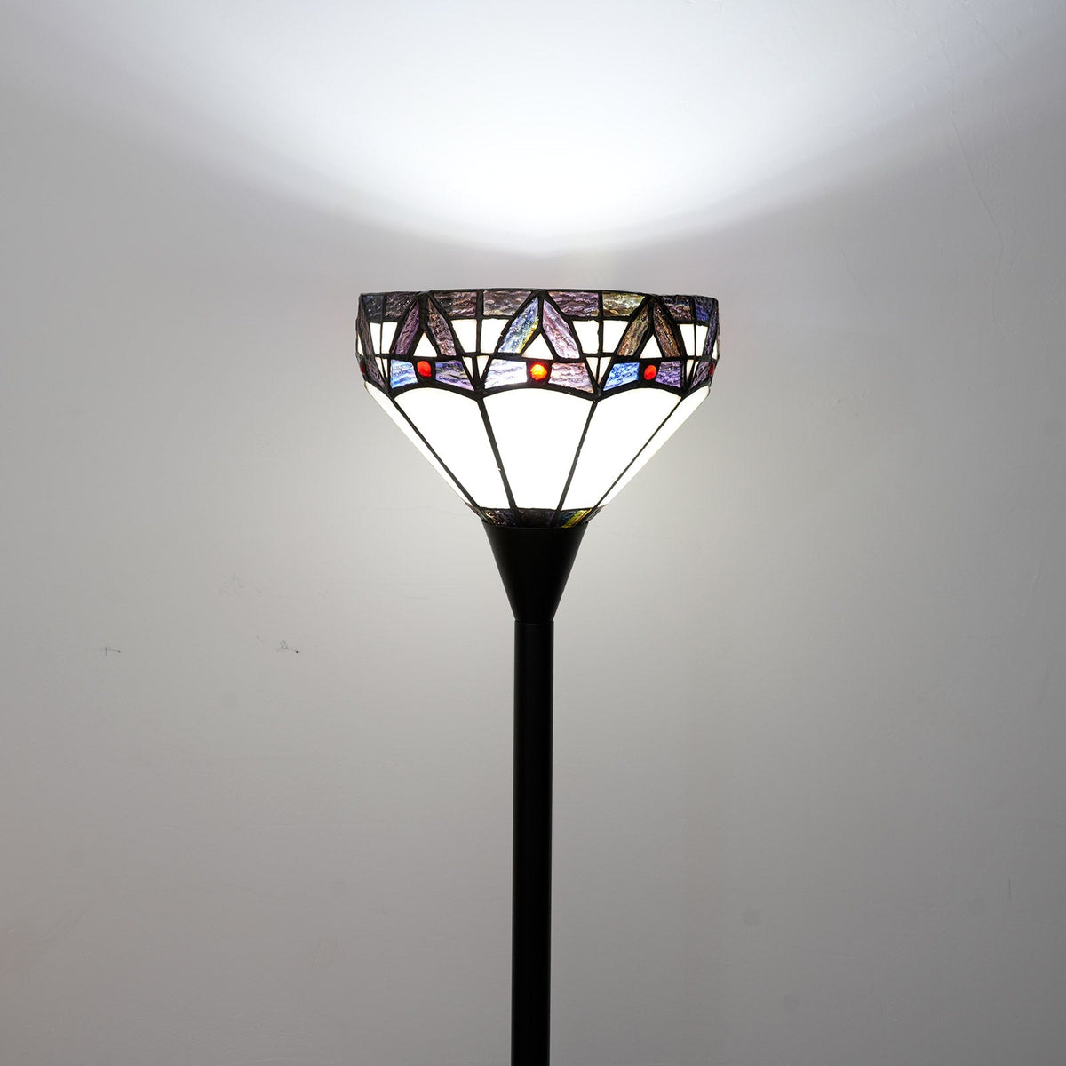 Art Deco Floor Lamp in Geometric Stained Glass