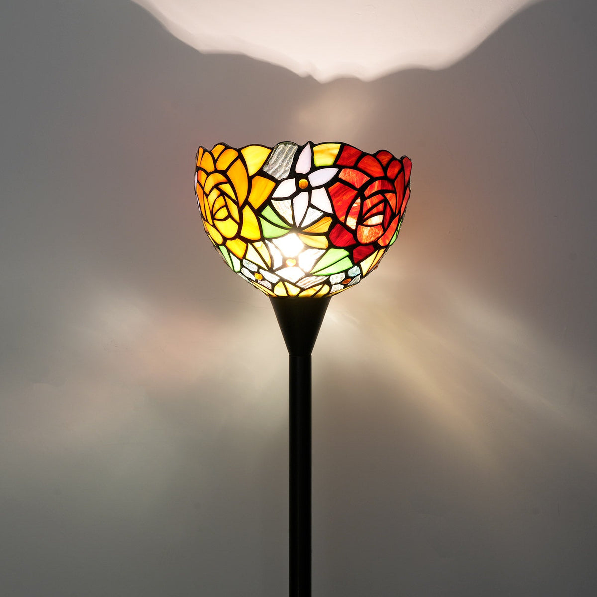 Tiffany Style Floor Lamp in Floral Stained Glass