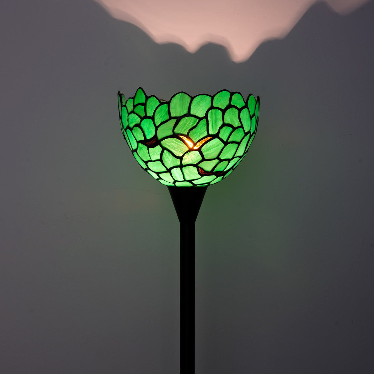 Tiffany Floor Lamp in Green Mosaic Stained Glass