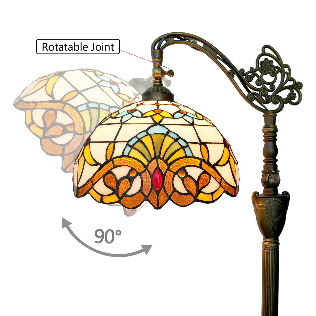 Tiffany-style table lamp in amber and blue stained glass