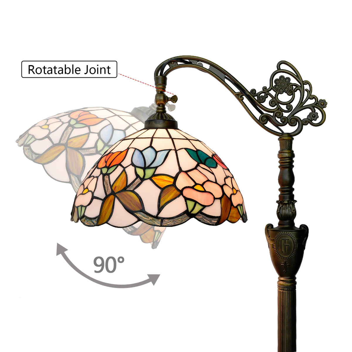 Stained Glass and Antique Bronze Floor Lamp