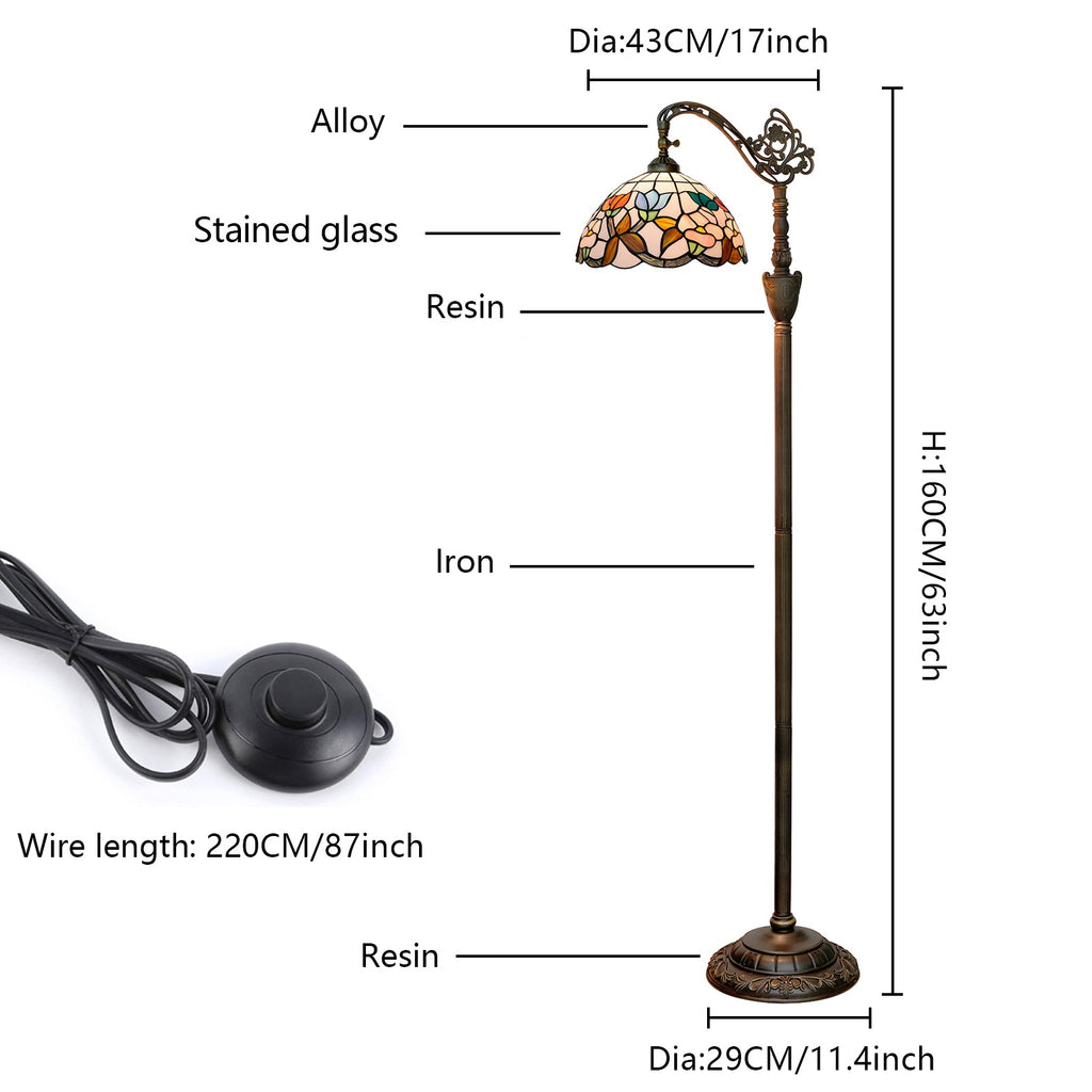 Stained Glass and Antique Bronze Floor Lamp