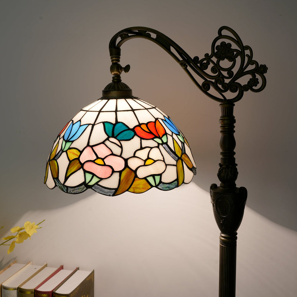 Stained Glass and Antique Bronze Floor Lamp