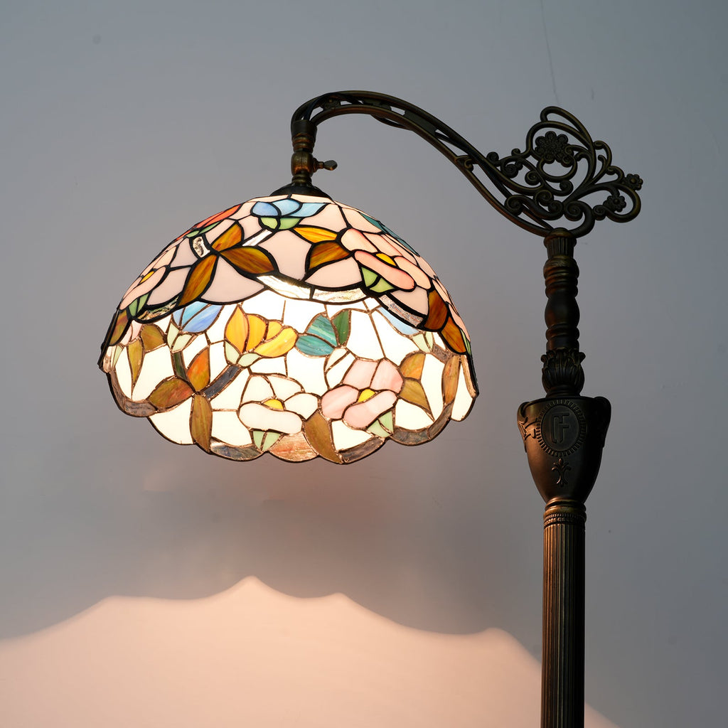 Stained Glass and Antique Bronze Floor Lamp