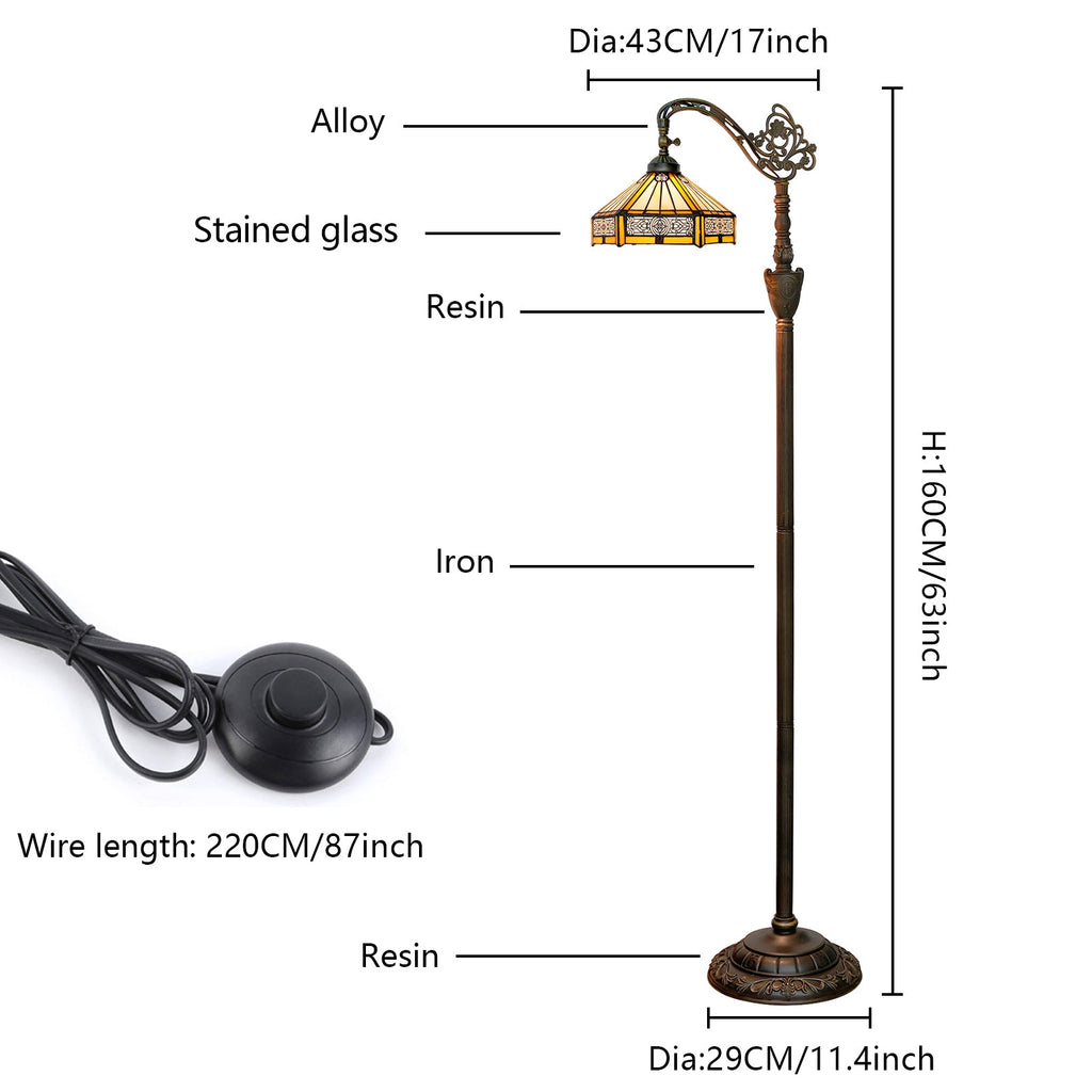 Art Nouveau stained glass floor lamp in aged bronze