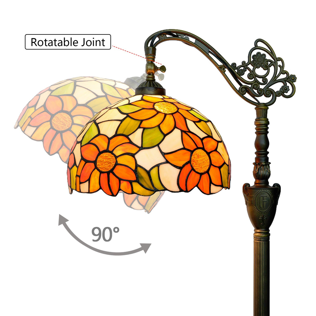 Tiffany Floor Lamp with Amber Green Floral Pattern